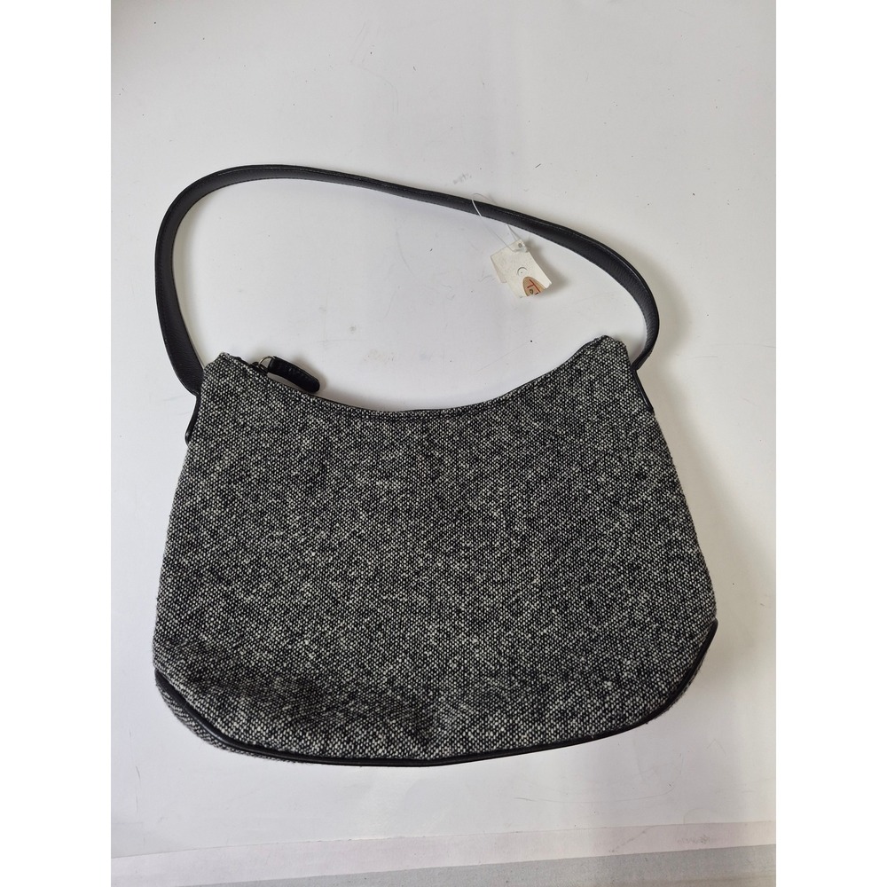 Talbots Black White Tweed Italian Leather Trim Shoulder Bag Made in Italy NWT